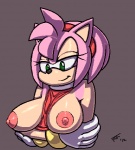 anthro big_breasts breasts crossed_arms female fur green_eyes hair nipples pink_body pink_fur pink_hair solo r-fenrir sega sonic_the_hedgehog_(series) amy_rose eulipotyphlan hedgehog mammal low_res