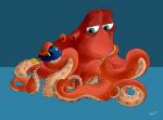 ambiguous_gender blue_eyes brown_eyes duo feral half-closed_eyes looking_back mantle_(mollusk) narrowed_eyes red_body red_skin simple_background siphon_(anatomy) tentacles namarick disney finding_dory finding_nemo pixar dory_(finding_nemo) hank_(finding_dory) acanthurid cephalopod coleoid fish marine mollusk octopodiform octopus regal_tang 2016