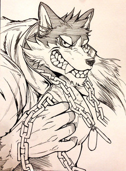 anthro chain dog_tags kemono male muscular muscular_anthro muscular_male simple_background solo unknown_artist lifewonders tokyo_afterschool_summoners garmr_(tas) canid canine canis domestic_dog mammal source_request