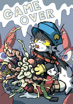 ahegao ambiguous_gender anthro belly belly_burst belly_inflation belly_pop big_belly bursting colon game_over gameplay_mechanics gore group guts inflation looking_pleasured magic male moan organs popping ring solo text festi3334 bandai_namco klonoa_(series) lagomorph leporid mammal rabbit absurd_res english_text hi_res