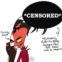 anthro bubble censor_bar censored_text clothed clothing drunk drunk_bubble electronics male phone simple_background solo substance_intoxication text white_background danidrawsandstuff hellaverse helluva_boss blitzo_(helluva_boss) imp 1:1 censored hi_res signature