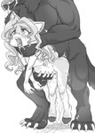 5_fingers abdominal_bulge age_difference ahegao anthro anthro_on_anthro anthro_penetrated anthro_penetrating anthro_penetrating_anthro asphyxiation bodily_fluids choking claws dominant dominant_male duo female female_penetrated fingers fondling_internal_bulge from_behind_position fucked_silly fur hair hand_on_neck heart_symbol holding_partner hooves larger_male looking_pleasured male male/female male_penetrating male_penetrating_female neck_grab nipples older_male open_mouth penetration predator/prey rough_sex sex size_difference smaller_female smaller_penetrated strangling submissive_predator tears teeth throat_grab toe_claws tongue young young_anthro younger_female younger_penetrated daigaijin sylvia_(neoshard) canid canine canis deer mammal wolf hi_res monochrome