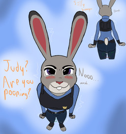 abdl anthro clothing fart feces female soiling solo jemappellejeff disney zootopia judy_hopps nick_wilde european_rabbit lagomorph leporid mammal oryctolagus rabbit hi_res