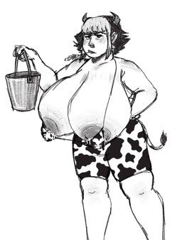 after_expansion after_transformation animal_print animal_print_bikini big_breasts bikini black_eyes black_hair bodily_fluids bottomwear bovid_horn bovine_horn breast_expansion breasts clothing cow_horn cow_print cow_print_bikini cow_print_shorts expansion facial_piercing female hair hand_on_hip hand_on_own_hip hay_in_mouth holding_object holding_pail horn hucow lactating looking_at_viewer nipple_outline nose_piercing nose_ring pattern_bikini pattern_clothing pattern_swimwear piercing ring_piercing shorts simple_background solo species_transformation swimwear tail tail_tuft transformation tuft two-piece_swimsuit white_background artloser666 bessie_(artloser666) animal_humanoid bovid bovid_humanoid bovine bovine_humanoid cattle_humanoid humanoid mammal mammal_humanoid 2020 digital_drawing_(artwork) digital_media_(artwork) hi_res monochrome procreate_(artwork)