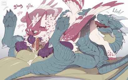 69_position ambiguous_gender ambiguous_oral ambiguous_penetrated balls balls_on_tail beak butt duo feathers feet feral feral_on_feral feral_penetrated feral_penetrating feral_penetrating_feral genitals horn male male/ambiguous male_penetrating male_penetrating_ambiguous oral penetration penis scales sex tail wings inno-sjoa mythology kelda willow_(regaleagle) avian dragon gryphon mythological_avian mythological_creature mythological_scalie scalie 2025 digital_drawing_(artwork) digital_media_(artwork) hi_res