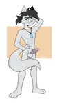 abs anthro athletic balls erection fur gem genitals grey_body grey_fur humanoid_genitalia humanoid_penis jewelry male necklace nude penis pose pubes simple_background solo thebiskvit segah_(dizzyvixen) canid canine fox mammal absurd_res hi_res pinup