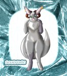 anthro ear_piercing ear_ring ear_tag fur green_eyes grey_body grey_fur horn latex male piercing ring_piercing solo sourmagic nintendo pokemon jack_pilgor_(walpinsta) eevee generation_1_pokemon pokemon_(species) hi_res