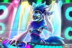 anthro blue_body blue_eyes blue_fur clothed clothing fur machine male open_mouth party screen screen_face smile solo text white_body white_fur shad0w-galaxy mammal protogen robot 3:2 absurd_res colorful_theme digital_media_(artwork) hi_res url