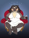 alcohol anthro bedroom_eyes beverage big_breasts biped black_body black_fur black_hair breasts chair claws cleavage clothed clothing container cup curvy_figure dress drinking_glass drunk eyewear feet female fur furniture glass glass_container glass_cup glasses grey_body grey_fur hair half-closed_eyes jewelry looking_at_viewer mature_anthro mature_female multicolored_body multicolored_fur narrowed_eyes necklace raised_leg seductive simple_background sitting smile soles solo substance_intoxication tan_body tan_fur toe_claws two_tone_body two_tone_fur voluptuous wine wine_glass embriel rosanne_hayes gulonine mammal mustelid musteline wolverine 2017 digital_media_(artwork)