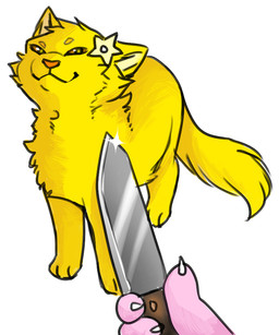 disembodied_hand duo female feral fur holding_knife holding_object humor knife melee_weapon mostly_offscreen_character nude simple_background smile smug solo_focus weapon white_background mistymochi knife_cat smug_cat bani_(ezpups) kitten_cutsalot domestic_cat felid feline felis mammal 2015 5:6 digital_media_(artwork) meme