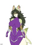 anthro big_breasts breasts cosplay ear_piercing ear_ring female green_body green_ears piercing ring_piercing tail gholoxy34 unknown_artist taimanin_(series) anchovy_(cursedanchovy) canid canine canis fish hybrid mammal marine shark wolf hi_res