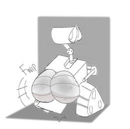 anthro big_butt butt embarrassed looking_back machine male solo standing petbasilisk disney pixar wall-e wall-e_(character) robot robot_anthro hi_res