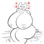 1:1 anthro areola bed big_breasts blush breasts checkyourwhatsapp decres_(hylics) female furniture happy heart_symbol hi_res huge_breasts humanoid hylics hyper hyper_breasts imminent_sex mature_female nipples overweight puffy_nipples sitting smile smiling_at_viewer solo thick_thighs wayne_(hylics) wayne_(species)
