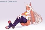 abs breasts clothed clothing dark_body dark_skin female gloves hair handwear legwear leotard long_hair red_eyes smile solo thick_thighs white_hair draltruist my_hero_academia rumi_usagiyama animal_humanoid humanoid lagomorph lagomorph_humanoid leporid_humanoid mammal mammal_humanoid quirked_human_(my_hero_academia) rabbit_humanoid 2020