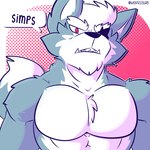 abs anthro big_muscles big_pecs border dialogue dotted_background eye_patch eyebrows eyewear front_view frown fur hair looking_at_viewer male muscular muscular_anthro muscular_male nude pattern_background pecs pink_background simp simple_background solo talking_to_viewer teeth text tuft white_border fizzyjay nintendo star_fox wolf_o'donnell canid canine canis mammal wolf 1:1 2022 english_text half-length_portrait hi_res portrait reaction_image url