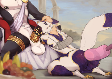 accessory anal anal_penetration anthro anthro_penetrated anus balls barbell_piercing big_penis black_body black_fur black_sclera blonde_hair bound cock_ring erection fellatio frenum_ladder frenum_piercing fucking_machine fur genital_piercing genitals gold_cock_ring gold_legband golden_markings hair half-closed_eyes hands_tied huge_penis humanoid_genitalia humanoid_penis jewelry ladder_piercing machine male male/male male_penetrated multicolored_body multicolored_fur narrowed_eyes nipple_barbell nipple_piercing nipples oral oral_penetration pawpads paws penetration penile penis penis_accessory penis_jewelry penis_piercing perineum piercing prince_albert_piercing purple_body purple_fur roman royalty sash sex smile two_tone_body two_tone_fur white_body white_fur yellow_pawpads droskimo philomaeus canid canine fox mammal murid murine rat rodent animated