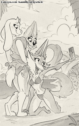 anthro barefoot beach bikini black_nose breasts butt cellphone clothed clothing countershading detailed_background electronics eyebrow_piercing facial_piercing feet female fur group hand_on_hip horn kneeling mature_anthro mature_female open_mouth open_smile outside paws phone piercing plantigrade pose selfie slim smile standing swimwear text toes trio two-piece_swimsuit water magnificent-arsehole dreamworks illumination_entertainment sing_(movie) the_bad_guys undertale undertale_(series) diane_foxington porsha_crystal toriel boss_monster_(undertale) bovid canid canine canis caprine fox mammal wolf 2022 5:8 artist_name dated digital_drawing_(artwork) digital_media_(artwork) greyscale monochrome