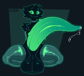 anthro balls big_balls big_penis black_body black_fur bodily_fluids dripping fur genital_fluids genital_raphe genitals green_eyes green_penis huge_balls huge_penis hyper hyper_genitalia hyper_penis looking_at_viewer male penile_spines penis precum precum_drip raphe_(anatomy) scrotal_raphe scrotum_flap solo tapering_penis conditional_dnp welwraith carne_(welwraith) nyctilian 2023 aliasing binary_drawing digital_drawing_(artwork) digital_media_(artwork)