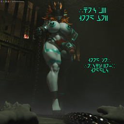 ambiguous_gender anthro balls bars big_breasts big_butt big_ears biped bodily_fluids bound breasts butt chain chain_leash clothed clothing corruption detailed_background dungeon duo erection fantasy feet fingers fire fog footwear fur fused_shadow genital_fluids genitals gibberish green_body gynomorph hair hidden_eyes high_heels humanoid_genitalia humanoid_penis intersex leash looking_at_viewer male mommy_kink nipple_piercing nipples nude nude_anthro open_mouth orange_hair partially_clothed particles penis piercing prison pubes questionable_consent red_hair shoes slightly_chubby smile smiling_at_viewer smirk smirking_at_viewer standard_galactic_alphabet standing submissive sweat sweatdrop sweaty_balls sweaty_body sweaty_breasts sweaty_face sweaty_feet sweaty_genitalia sweaty_legs sweaty_thighs teeth text thick_thighs wet white_body blacklya ghostgengaming blacklya_(modeler) palewdasarts_(modeler) samzan_(modeler) sir_gynn_(modeler) nintendo the_legend_of_zelda twilight_princess midna midna_(goddess_form) canid canine canis deity humanoid mammal wolf 3d_(artwork) blender_(artwork) blender_eevee_(artwork) digital_media_(artwork) english_text hi_res