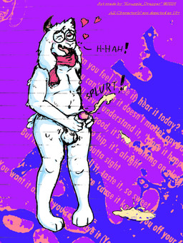 anthro big_butt blush bodily_fluids butt cum cum_puddle dialogue ejaculation eyewear femboy fur genital_fluids genitals glasses half-closed_eyes handjob heart_symbol humanoid_genitalia humanoid_penis load male masturbation moobs narrowed_eyes nipples orgasm orgasm_face paws penile penis pink_nipples scarf sex slightly_chubby solo sweat sweatdrop tail tongue tongue_out white_body white_fur knuggle_draggar deltarune faith_no_more metallica undertale_(series) ralsei bovid caprine mammal hi_res shaded