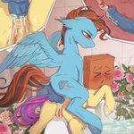 anal anal_penetration animal_genitalia animal_penis anus balls blue_body blue_feathers blue_fur blue_wings blush bodily_fluids brown_eyes brown_mane brown_tail clitoris cum cum_in_ass cum_inside cutaway cutie_mark detailed_background dock_(anatomy) duo ears_back equine_genitalia equine_penis feathered_wings feathers female female_on_bottom female_penetrated feral flared_penis flower from_behind_position fur genital_fluids genitals leaking_cum looking_at_another lying male male/female male_on_top male_penetrating male_penetrating_female mane mask medial_ring mounting on_bottom on_front on_top paper_bag paper_bag_mask penetration penis perineum pink_tail pivoted_ears plant pussy raised_tail rose_(flower) sex tail text wings yellow_body yellow_fur lunarlacepony hasbro my_little_pony mythology fan_character paper_bag_(oc) stormy_skies equid equine horse mammal mythological_creature mythological_equine pegasus pony 1:1 2020 english_text hi_res signature