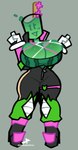 alternate_form big_breasts black_clothing black_footwear black_jumpsuit breasts cleavage clothed clothing container cup drinking_glass drinking_straw eyelashes female fingers footwear front_view glass glass_container glass_cup gloves green_clothing green_legwear grey_background handwear happy huge_breasts juice_(beverage) legwear not_furry open_mouth open_smile simple_background smile solo standing thick_thighs watermelon_print white_clothing white_gloves white_handwear wide_hips zipper probablydemo blaster_master juce_(probablydemo) kanna_(blaster_master) animate_inanimate humanoid 2024 artist_name clip_studio_paint_(artwork) digital_media_(artwork) flat_colors full-length_portrait hi_res portrait signature watermark