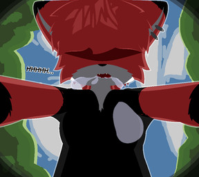 anthro bared_teeth black_body black_clothing black_fur black_shirt black_topwear bodily_fluids clothing cloud dominant dominant_female drooling ear_piercing female foaming_at_mouth fur hair hair_over_eyes ill intelligence_loss lit_from_behind looking_at_viewer low-angle_view obscured_eyes open_mouth peril piercing pinned plant rabies red_body red_fur saliva shirt sky solo spit_on_face teeth teeth_showing text topwear torn_clothing torn_shirt torn_topwear tree vignette white_body white_fur foxdance canid canine fox mammal cel_shading english_text shaded