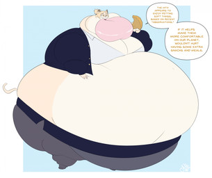 anthro belly big_belly big_breasts big_butt blonde_hair bottomwear breasts butt clothing collared_shirt double_chin dress_shirt eating eyewear fat_neck female food fur glasses hair huge_belly huge_butt huge_lower_lip huge_thighs hyper hyper_belly hyper_lips hyper_lower_lip jacket leggings legwear lips lower_lip morbidly_obese morbidly_obese_anthro morbidly_obese_female multicolored_body multicolored_fur obese obese_anthro obese_female open_mouth overweight overweight_anthro overweight_female shirt skirt solo speech_bubble tan_body tan_fur text thick_bottom_lip thick_lips thick_thighs topwear two_tone_body two_tone_fur weight_gain jangleforks hitoner miss_tonerico domestic_cat felid feline felis mammal 2026 absurd_res digital_media_(artwork) english_text hi_res