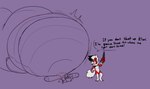 belly big_belly black_hair black_text bloated dialogue featureless_crotch fur hair huge_belly hyper hyper_belly hyper_inflation inflation innuendo kerchief motion_lines purple_background red_body red_fur red_hair simple_background speech_bubble tail teasing text white_body white_fur white_hair white_kerchief white_tail synful mythology nintendo pokemon kiwi_(darkelf36) luga dragon generation_7_pokemon lycanroc mythological_creature mythological_scalie pokemon_(species) scalie 2021 hi_res