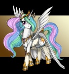 2012 clothing crown cutie_mark equid equine feathered_wings feathers female feral friendship_is_magic hasbro headgear horn legwear longinius mammal my_little_pony mythological_creature mythological_equine mythology princess princess_celestia_(mlp) quadruped royalty simple_background solo stockings tail white_body white_feathers winged_unicorn wings