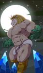 abs anthro biceps briefs bulge clothed clothing detailed_bulge genital_outline genitals male midair moon muscular muscular_anthro muscular_male navel nipples pecs penis_outline solo topless underwear taoren adventure_time cartoon_network vampire_king avian felid lion mammal monster pantherine vampire 2018 hi_res