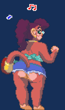 accessory anthro barefoot big_butt biped bottomwear brown_body brown_fur butt clothed clothing dancing denim denim_bottomwear denim_clothing eyewear feet female fist fur furgonomics glasses green_eyes hair ineffective_clothing jeans jewelry looking_at_viewer looking_back musical_note musical_symbol necklace pants pince-nez plantigrade purple_hair rear_view ring shorts shortstack shortstack_female simple_background skimpy solo standing symbol tail tail_accessory tail_aside tail_jewelry tail_ring teasing thigh_gap transparent_background wide_hips tsunamidusher mac_(caramel-kitteh) haplorhine mammal monkey primate 2017 alpha_channel animated digital_media_(artwork) low_res pixel_(artwork) pixel_animation
