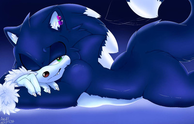 anthro bedroom_eyes bisexual_pride_colors blue_background blue_body blue_fur ear_piercing ear_ring fangs fur green_eyes lgbt_pride lying male narrowed_eyes on_front piercing pride_colors ring_piercing seductive simple_background solo tail tail_motion tailwag teeth angelwolf534 sega sonic_the_hedgehog_(series) sonic_unleashed sonic_the_hedgehog sonic_the_werehog eulipotyphlan mammal werecreature wereeulipotyphlan werehog digital_media_(artwork)