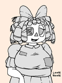 big_breasts bow_ribbon breasts curly_hair doll female hair rag_doll_(toy) simple_background smile solo loose_noose glitch_productions the_amazing_digital_circus ragatha_(tadc) animate_inanimate humanoid living_doll 3:4 digital_media_(artwork) pixel_(artwork) watermark