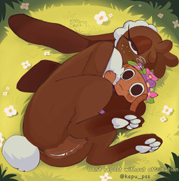 4_toes :3 anthro anus bedroom_eyes big_ears brown_body brown_eyelids brown_eyes brown_fur casual_nudity cuddling curled_up ears_down eyelashes feet female fetal_pose flower freckles fur fuzzy genitals grass half-closed_eyes head_tuft holding_object holding_plushie hug long_ears long_eyelashes looking_at_viewer lying narrowed_eyes neck_tuft nude on_ground on_side orange_body outside pawpads paws pivoted_ears plant plushie scut_tail seductive short_tail simple_background size_difference smile solo tail tired_eyes toes tuft vulva white_freckles white_insides white_pawpads white_paws white_tail white_vulva kapu_pss blushcrunch_studio dandy's_world roblox bassie_(dandy's_world) cocoa_(dandy's_world) lagomorph leporid mammal rabbit unknown_species hi_res signature watermark