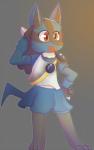 anthro biped clothing cosplay female grey_background simple_background solo kitsunekotaro nintendo pokemon puyo_puyo sega arle_nadja canid canine generation_4_pokemon lucario mammal pokemon_(species) hi_res