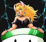 blonde_hair blue_eyes claws clothing clown_copter collar corset crown ear_piercing ear_ring electricity female hair headgear horn laugh lightning lingerie looking_at_viewer not_furry piercing ring_piercing sharp_teeth solo spiked_clothing spiked_collar spikes super_crown teeth topwear geminart bowsette_meme mario_bros nintendo bowser animal_humanoid humanoid koopa koopa_humanoid scalie scalie_humanoid 2021 absurd_res digital_drawing_(artwork) digital_media_(artwork) digital_painting_(artwork) hi_res meme