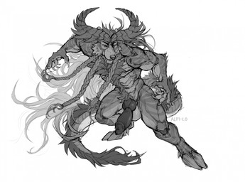 animal_genitalia animal_penis anthro balls belly_tuft big_balls big_horn big_knot big_penis biped braided_hair canine_genitalia canine_penis chest_tuft claws cloven_hooves curved_horn dewclaw_hooves dorsal_fluff erection fangs fighting_pose finger_claws front_view fur genitals hair hooves horn huge_penis knot knotted_penis long_hair long_tail male muscular muscular_anthro muscular_male nude penis pose pubes ridged_horn sharp_horn simple_background solo standing striped_body striped_fur stripes tail teeth tuft unguligrade white_background wide_stance almondpidor mythology canid canine canis demon hybrid mammal mythological_canine mythological_creature wolf 2023 digital_drawing_(artwork) digital_media_(artwork) full-length_portrait greyscale hi_res monochrome pinup portrait sketch