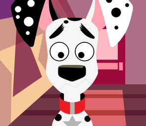 black_ears black_nose black_spots collar female feral floppy_ears fur heterochromatic_ears pink_inner_ear red_collar solo spots star_symbol white_body white_fur white_spots saffronpanther 101_dalmatian_street 101_dalmatians disney dylan_(101_dalmatians) canid canine canis dalmatian domestic_dog mammal absurd_res hi_res