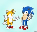 anthro blue_body blue_eyes blue_fur clothing duo footwear footwear_only fur gloves green_eyes handwear handwear_only male male_anthro mostly_nude red_clothing red_footwear red_shoes shoes smile yellow_body yellow_fur doomlazy27 classic_sonic_(universe) sega sonic_the_hedgehog_(series) classic_sonic classic_tails miles_prower sonic_the_hedgehog canid canine eulipotyphlan fox hedgehog mammal hi_res