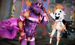 anthro duo female fur hair horn kemono living_tail male muscular muscular_male platonic purple_body purple_fur size_difference smile tail unusual_anatomy unusual_tail white_hair malicekira genshin_impact lifewonders mihoyo tokyo_afterschool_summoners bathym_(tas) paimon_(genshin_impact) angel canid canine canis human mammal wolf 3d_(artwork) 5:3 crossover digital_media_(artwork) hi_res mikumikudance_(artwork)