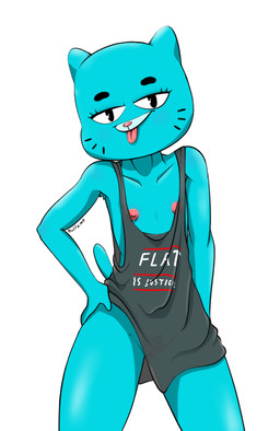 anthro areola armpit_tuft barely_visible_genitalia barely_visible_vulva bedroom_eyes bent_arm big_areola big_eyes big_nipples biped black_eyebrows black_eyes black_markings blep blue_body blue_ears blue_fur blue_tail bottomless bottomless_anthro bottomless_female closed_smile clothed clothing collarbone crotch_tuft eyebrows eyelashes facial_markings female fingers flat_chested front_view fur fur_tuft genitals glistening glistening_areola glistening_body glistening_eyes glistening_fur glistening_legs glistening_nose glistening_thighs glistening_tongue hand_on_hip hand_on_own_hip head_markings head_tilt innie_vulva iris light_body light_fur looking_at_viewer markings mature_anthro mature_female mouth_closed multicolored_clothing multicolored_shirt multicolored_tank_top multicolored_topwear muzzle_(marking) narrowed_eyes nipples no_pupils oversized_clothing oversized_shirt oversized_tank_top oversized_topwear pink_areola pink_nipples pink_nose pink_tongue pointy_ears pose prick_ears puffy_areola seductive shadow shirt shirt_only simple_background smile smiling_at_viewer snout solo standing tail tank_top tank_top_only text text_on_clothing text_on_shirt text_on_tank_top text_on_topwear thick_eyebrows thick_thighs tongue tongue_out topwear topwear_only translucent translucent_clothing translucent_shirt translucent_tank_top translucent_topwear tuft vulva whisker_markings white_background white_markings white_sclera white_text half_dime cartoon_network the_amazing_world_of_gumball nicole_watterson domestic_cat felid feline felis mammal 2025 absurd_res artist_name digital_drawing_(artwork) digital_media_(artwork) english_text hi_res portrait three-quarter_portrait