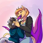 anthro anthro_on_anthro bell collar deep_kiss duo extreme_french_kiss female female/female fluffy french_kissing highlights_(coloring) kissing kristall004 rias_umbra rin_(kittyrin) bat felid mammal pantherine snow_leopard 1:1 absurd_res hi_res