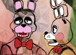 anthro bow_(feature) bow_tie duo femboy half-closed_eyes long_ears looking_at_viewer machine male narrowed_eyes nude open_mouth rosy_cheeks standing unknown_artist five_nights_at_freddy's five_nights_at_freddy's_2 gotye kimbra scottgames somebody_that_i_used_to_know bonnie_(fnaf) toy_bonnie_(fnaf) animatronic lagomorph leporid mammal rabbit robot crossover