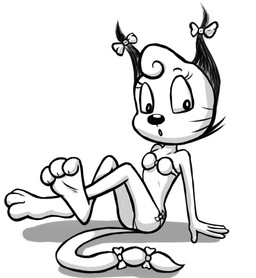 3_toes 4_fingers accessory anthro arm_support bare_shoulders barefoot bent_legs big_eyes big_nose bikini biped bow_(feature) bow_ribbon clothed clothed_anthro clothed_female clothing curling_toes curved_eyebrows ear_bow extended_arm eyebrows eyelashes feet female fingers fur fur_tuft furgonomics glistening glistening_nose head_tuft humanoid_hands iris legs_together legs_up long_eyelashes looking_at_viewer markings open_mouth plantigrade pose price pseudo_hair pupils ribbons shadow simple_background sitting solo swimwear tail tail_accessory tail_bow tail_ribbon thin_eyebrows three-quarter_view toes tuft twin_ear_bows two-piece_swimsuit whisker_markings whiskers white_background wide_eyed young young_anthro young_female anonymous_artist the_complex_adventures_of_eddie_puss nymphie_(tcaoep) domestic_cat felid feline felis mammal 2025 black_and_white digital_drawing_(artwork) digital_media_(artwork) full-length_portrait hi_res monochrome pinup portrait
