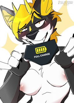 anthro aroused blush blushing_at_viewer bottomwear breasts charge cheek_tuft clothed clothing crossgender electricity electricity_symbol embarrased_horny emotional eye_contact facial_tuft female fluffy fluffy_hair hair horn implied_transformation journalist looking_at_another looking_at_viewer lore naughty_face naughty_smile nipples nude nude_female panties panties_only pants pose posing_nude presenting presenting_breasts seductive smile solo superhero tomboy topless tuft underwear underwear_only walk-w-igny meme_clothing panties_trend ignatius_walker_(walk-w-igny) igny_superstar canid canine canis mammal wolf hi_res meme pinup