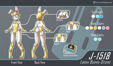 ambiguous_gender anthro balls computer customizable electronics genital_swap genitals interchangeable_genitals laptop latex latex_drone machine penis removable_genitalia solo text vulva azural_cobaltros j-1518 android lagomorph latex_creature leporid mammal rabbit robot english_text hi_res