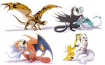 ambiguous_gender anthro biped claws digitigrade duo feral finger_claws horn membrane_(anatomy) membranous_wings open_mouth quadruped scales sitting smile solo spines standing tail teeth toe_claws tongue wing_claws wings silvyr european_mythology mythology nintendo pokemon morghus netherwing_(character) seraph_(serifim) charizard dragon generation_1_pokemon generation_7_pokemon lycanroc mythological_creature mythological_scalie pokemon_(species) scalie western_dragon wyvern 2021 digital_media_(artwork)