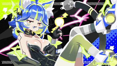 :3 amber_eyes blue_hair choker clothing electricity female footwear green_hair hair jacket jewelry legwear leotard machine multicolored_hair necklace plug shoes solo tail thigh_highs topwear two_tone_hair lp8000mao animal_humanoid cat_humanoid felid felid_humanoid feline feline_humanoid humanoid mammal mammal_humanoid robot robot_humanoid 16:9 animated no_sound short_playtime video widescreen