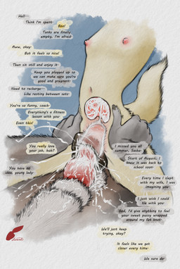 adolescent adult_on_adolescent adult_on_young age_difference animal_genitalia animal_penis animal_vulva anthro anthro_penetrated areola bodily_fluids breasts canine_genitalia canine_penis canine_vulva cervical_contact cervix cowgirl_position cum cum_from_vagina cum_in_uterus cum_in_vagina cum_inside cum_on_penis cumshot dialogue duo ejaculation erection female female_penetrated from_front_position fur genital_fluids genitals hair impregnation_attempt internal internal_vaginal knot knotted_penis leaking_cum lying male male/female male_penetrating male_penetrating_female navel nipples nude on_back on_bottom on_top orgasm penetration penile penile_penetration penis penis_in_vagina sex simple_background small_breasts speech_bubble spread_legs spreading tail text uterus vaginal vaginal_penetration vulva young young_anthro young_female young_penetrated redleveret sasha_(redleveret) canid canine canis domestic_dog mammal absurd_res digital_media_(artwork) english_text hi_res
